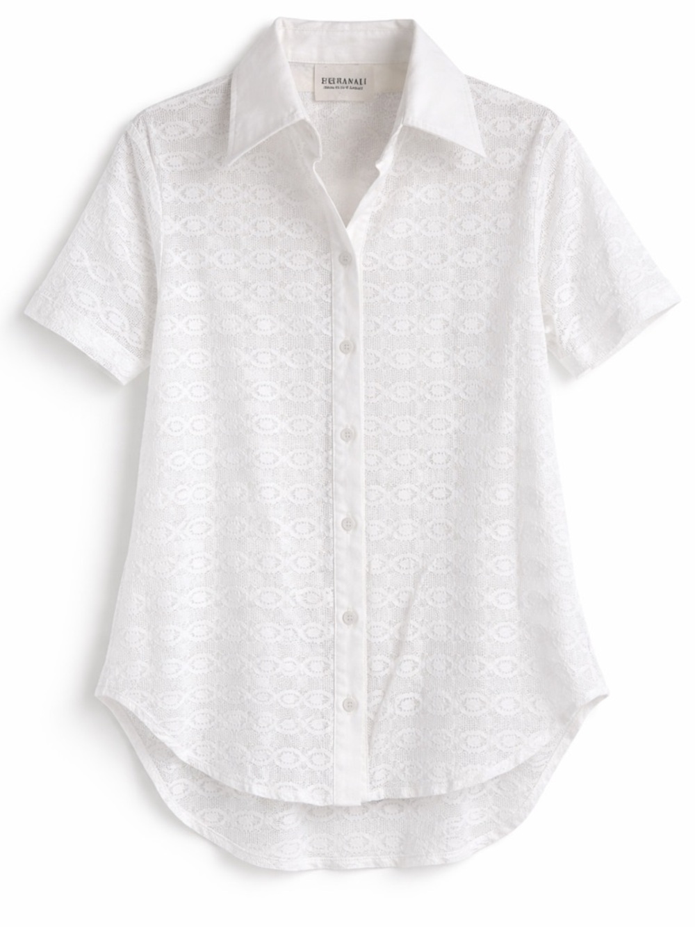 Tranali White Sheer Lace Button Down Blouse Collared Romantic Cottagecore Top-S - Picture 2 of 6